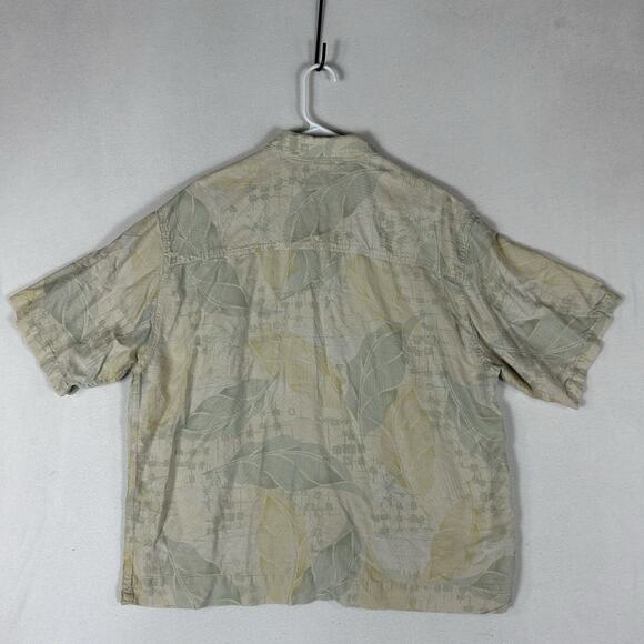 Island Republic 100% Silk Hawaiian Button Up Shirt Men's XL Relaxed Beige Yellow - Picture 5 of 8